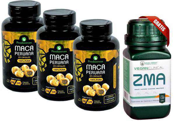 Maca Peruana Pura 360 Cps Estimula Testosterona + ZMA Grátis